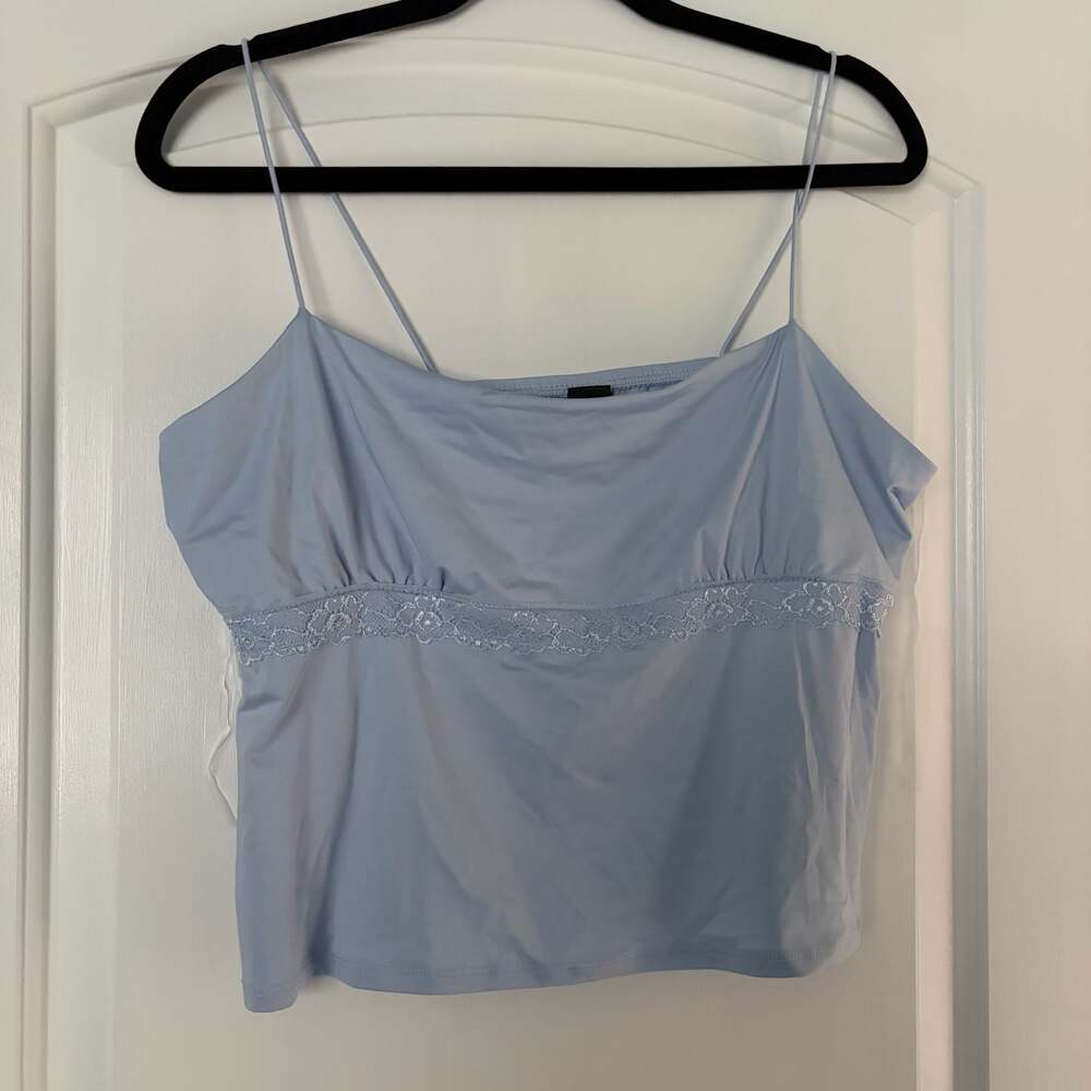 Wild Fable Light Blue Lace Trim Cami Crop Top